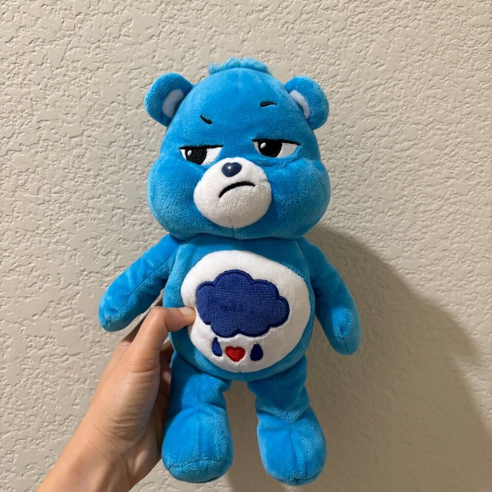 Care bear grumpy bear plush w/rain cloud belly badge 10"